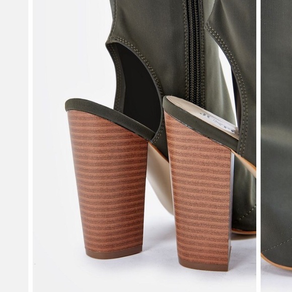 *SOLD ON MERCARI* 🆕Olive Open Toe Heeled Boots - Picture 3 of 7